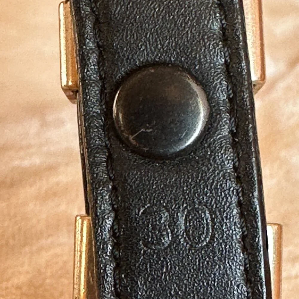 Southwestern Brass Buckle Woven Black Leather Strap Belt Women's 30